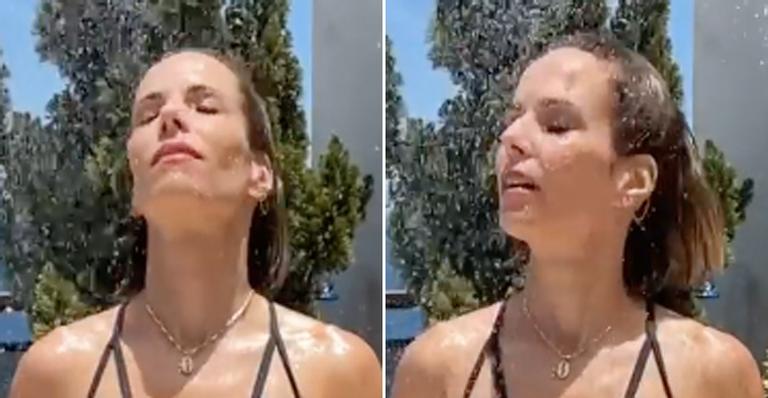 Sensualizou! Ana Furtado toma banho de mangueira para espantar calor no Rio: “Depois do treino”