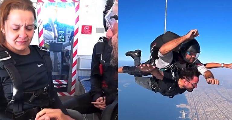 Fernando Zor pede Maiara em casamento durante salto de paraquedas: ”Meu amor”