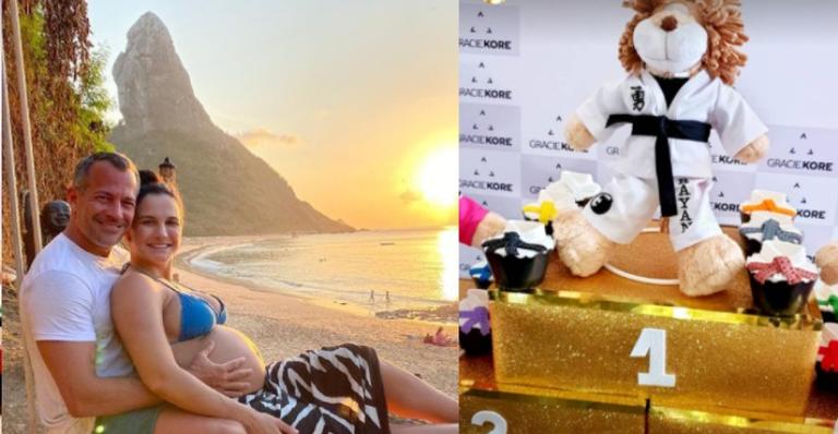 Malvino Salvador e Kyra Gracie celebram primeiro mês do herdeiro com festa luxuosa