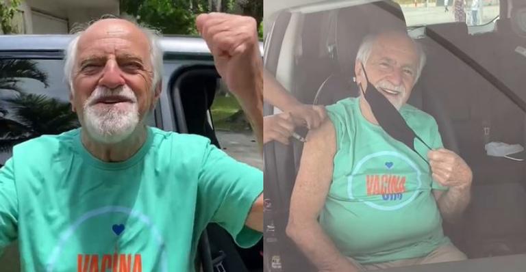 Todo sorridente, Ary Fontoura recebe vacina contra a Covid-19 e celebra: ”Chegou minha vez!”