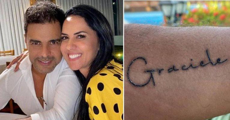 Zezé di Camargo perde a linha após fã criticar tatuagem em homenagem à Graciele Lacerda: “Mocreia”