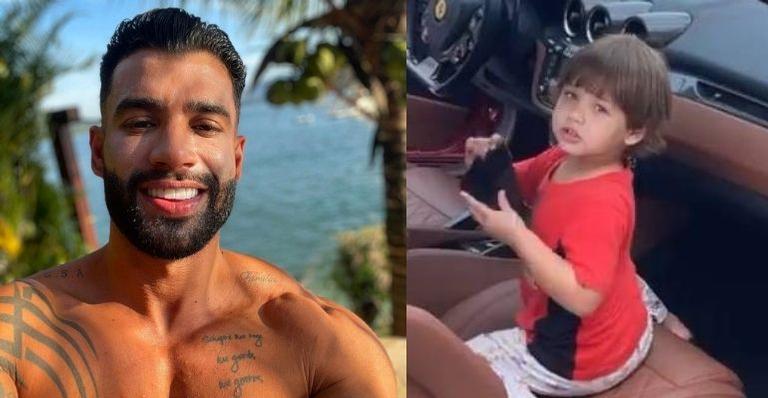 Rico! Gusttavo Lima flagra filho brincando sozinho em carro avaliado em R$ 1,3 milhão