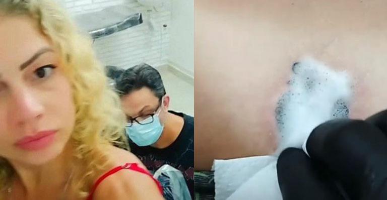 Ex Paquita Cátia Paganote ousa, faz tatuagem íntima entre as nádegas e mostra tudo na web: “Mais uma”