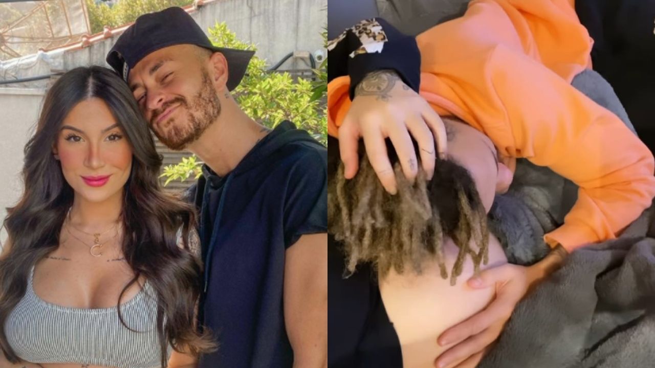 Alerta fofura! Ex-BBB Bianca Andrade exibe noivo acariciando o barrigão de sete meses e se derrete: “Grudadinhos”
