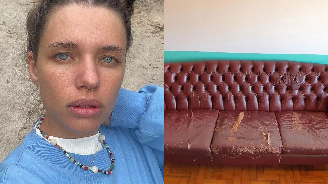 Bruna Linzmeyer nega ser dona de sofá “destruído” à venda na web por R$ 1200: “Não tô vendendo”