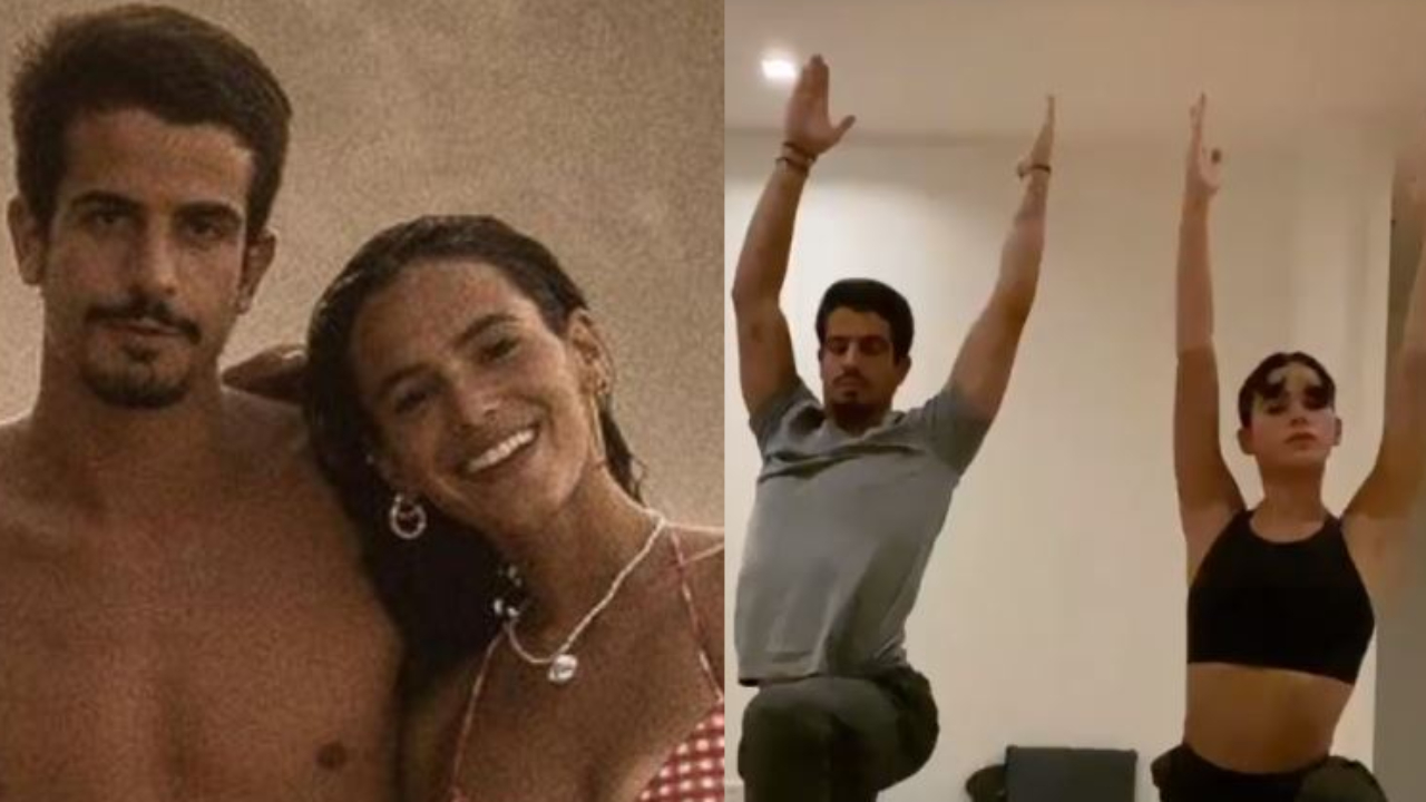 Sintonia! Bruna Marquezine e Enzo Celulari praticam ioga juntos e impressionam com equilíbrio