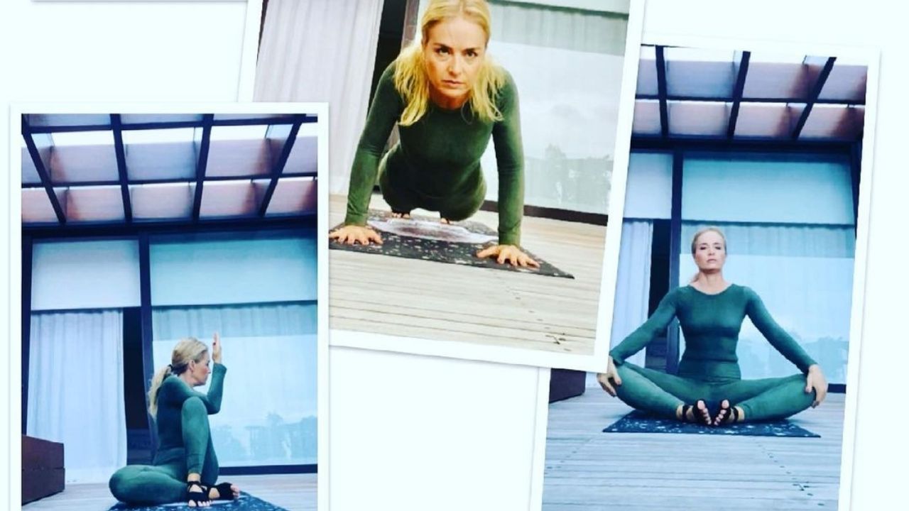 Em clique raro, Angélica aparece concentrada praticando exercícios de Yoga: “Namastê”