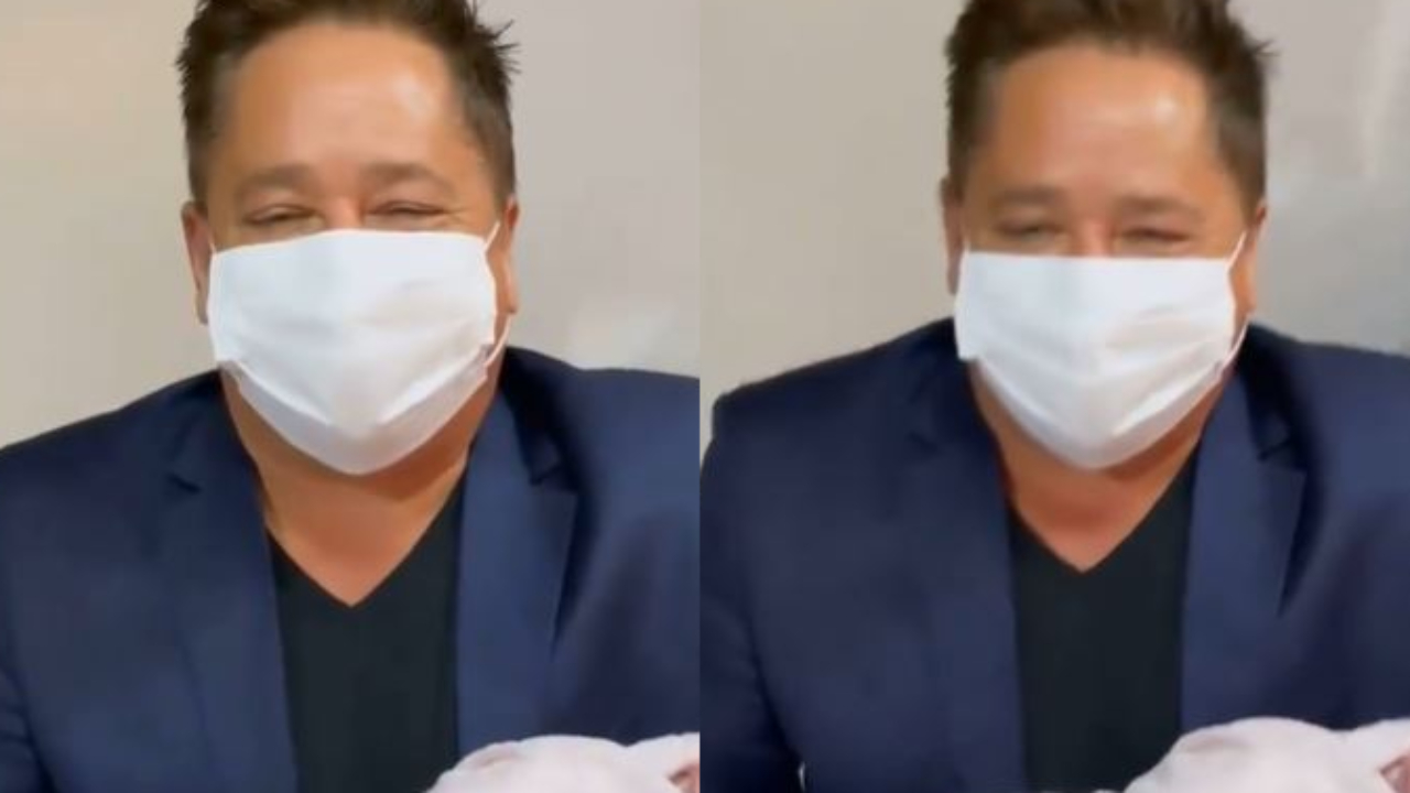 Vovô coruja! Leonardo se emociona todo ao conhecer netinha, filha de Zé Felipe e Virginia: “Linda demais!”