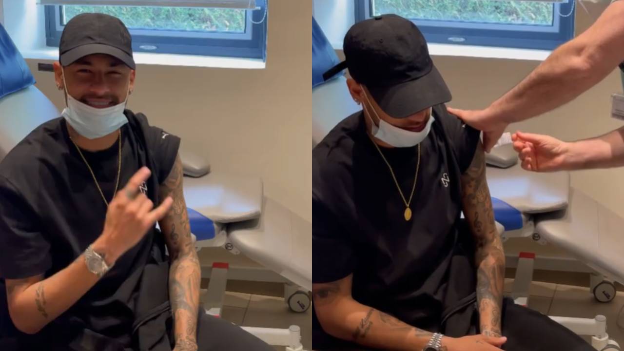 Aos 29 anos, Neymar recebe a primeira dose de vacina contra a Covid-19: “Chegou minha vez”