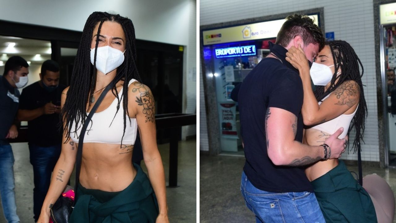 Pegou fogo! Paula Amorim retorna das gravações de ‘No Limite’ e é recebida por Breno Simões com beijos quentes