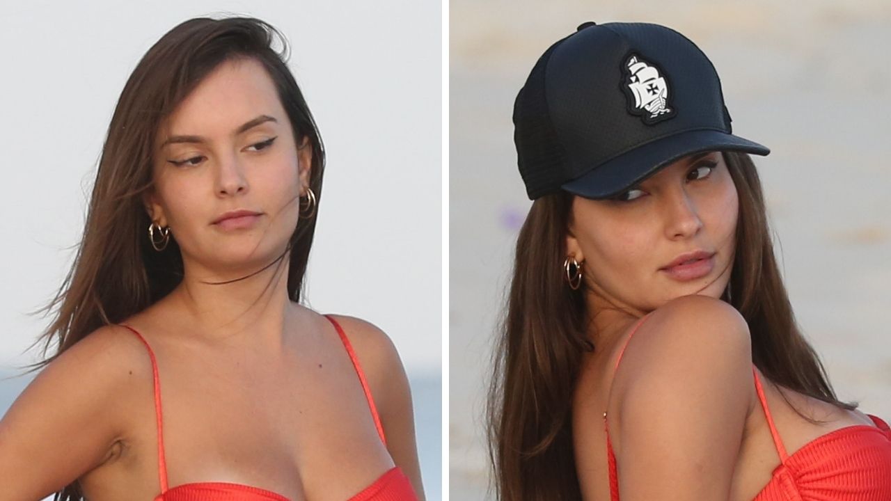 Dona de um corpo exuberante, ex-BBB Thais Braz atrai olhares ao eleger biquíni fio-dental para ida à praia