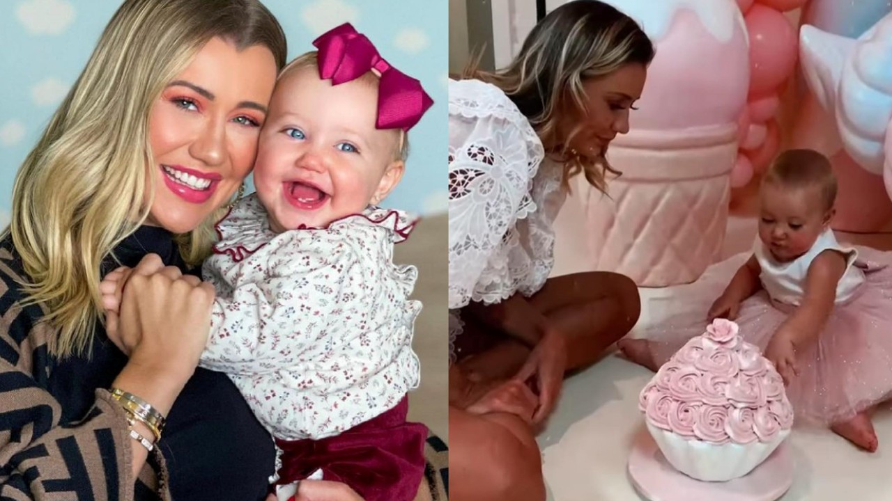 Herdeira de Ana Paula Siebert destrói bolo de aniversário de 1 ano e surge completamente lambuzada: “Ai meu Deus”