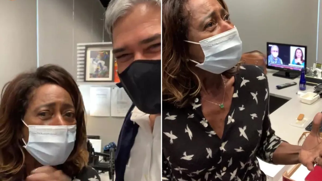William Bonner mostra volta de Gloria Maria ao trabalho após repórter receber vacina contra Covid-19: ”Rainha”
