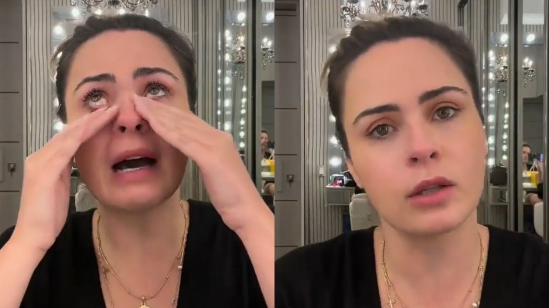 Ana Paula Renault chora e nega que agrediu colega no SBT: “Era minha colega”