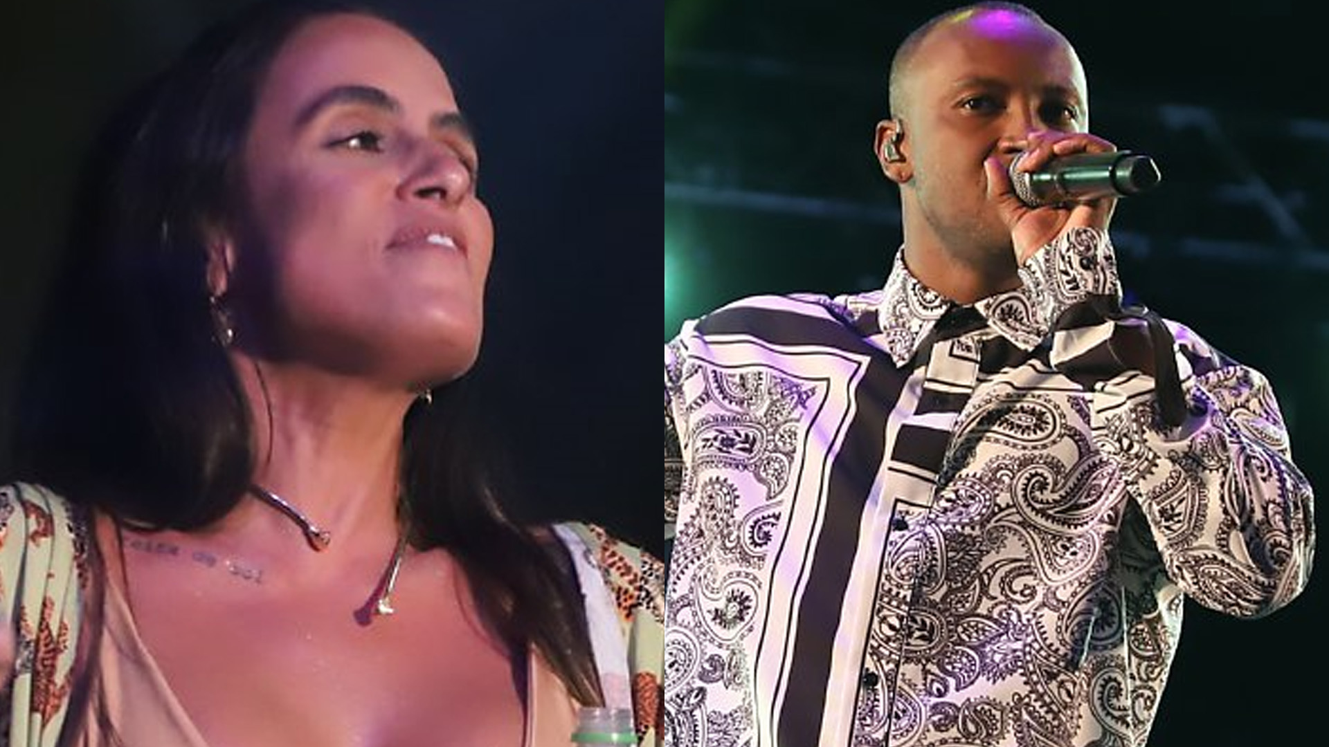 Carol Peixinho curte show de Thiaguinho com blusa aberta e sutiã à mostra