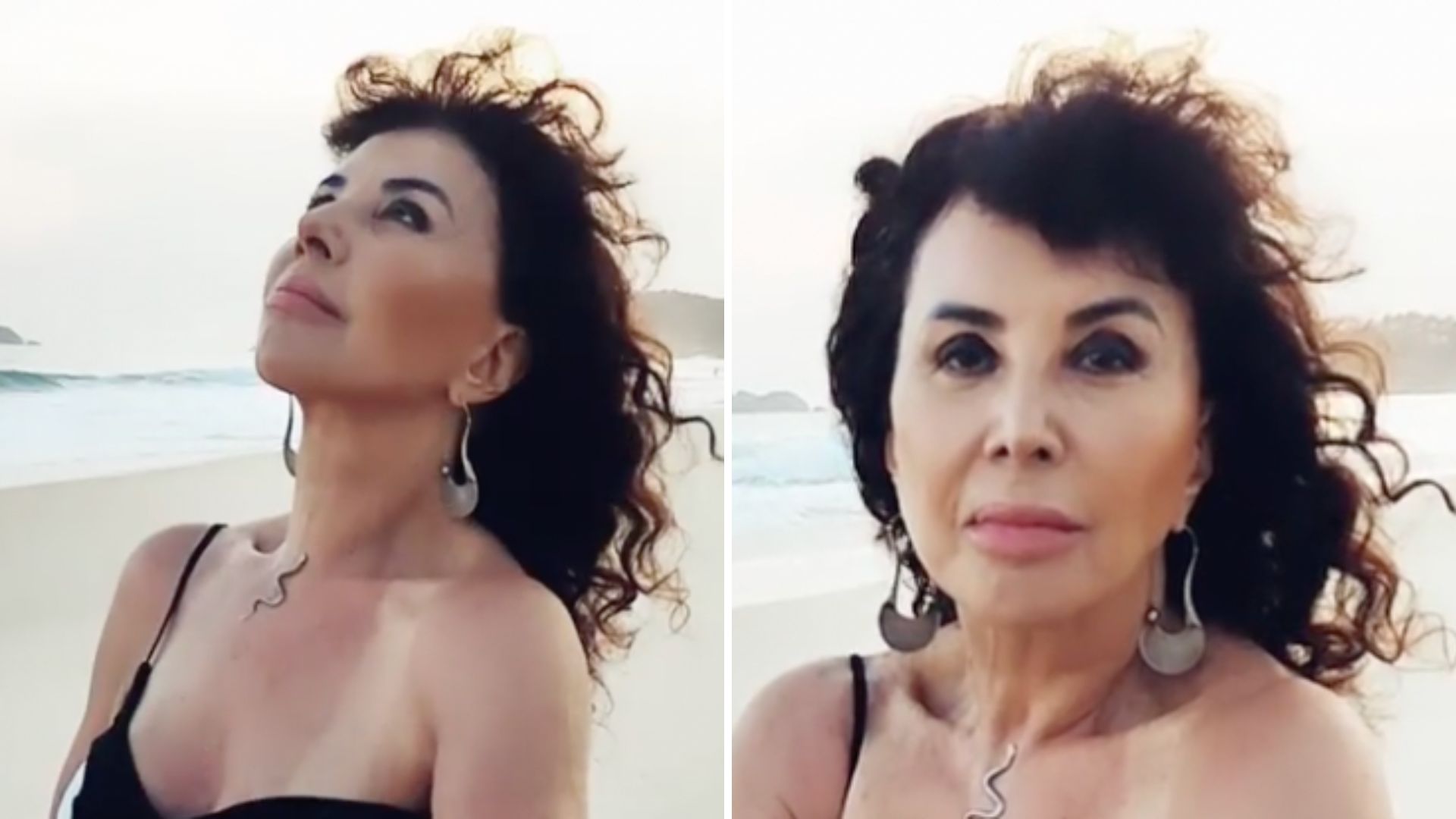 Aos 71 anos, Claudia Alencar vai à praia e deixa alcinha cair: “Sensualize-se”