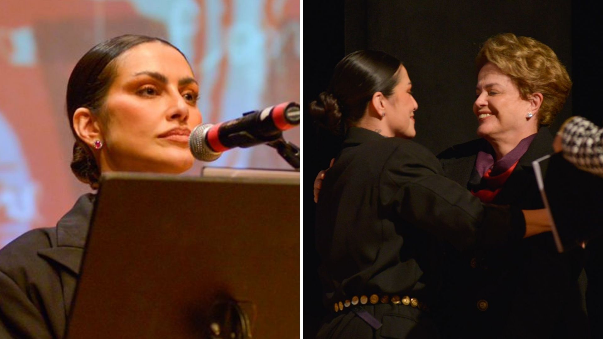 Poderosa, Cleo surge deslumbrante em lançamento de livro sobre Lula e tieta Dilma Rousseff
