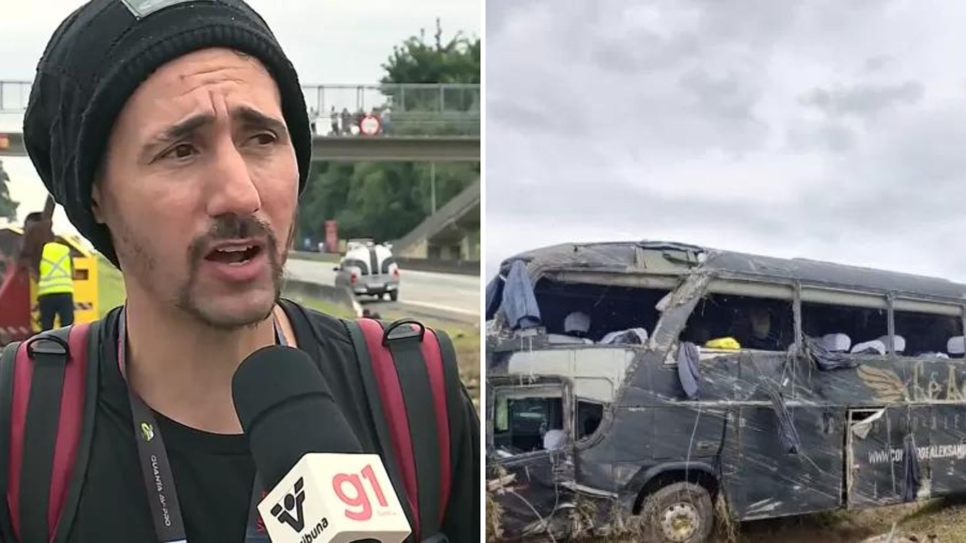 Produtor relata pânico após ônibus de Conrado e Aleksandro tombar: “Prensou o pessoal”