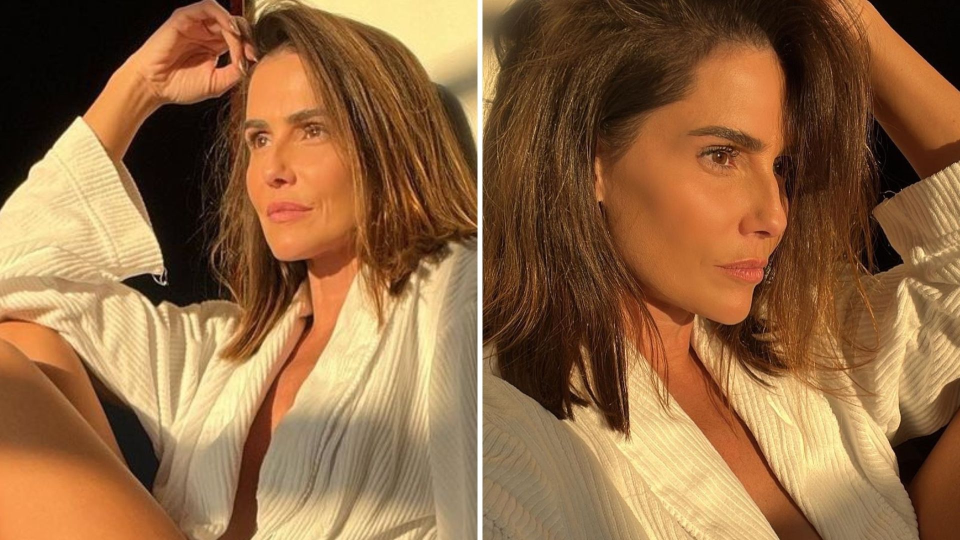 Deborah Secco afrouxa o roupão e quase deixa intimidade escapar em clique: “Musa”