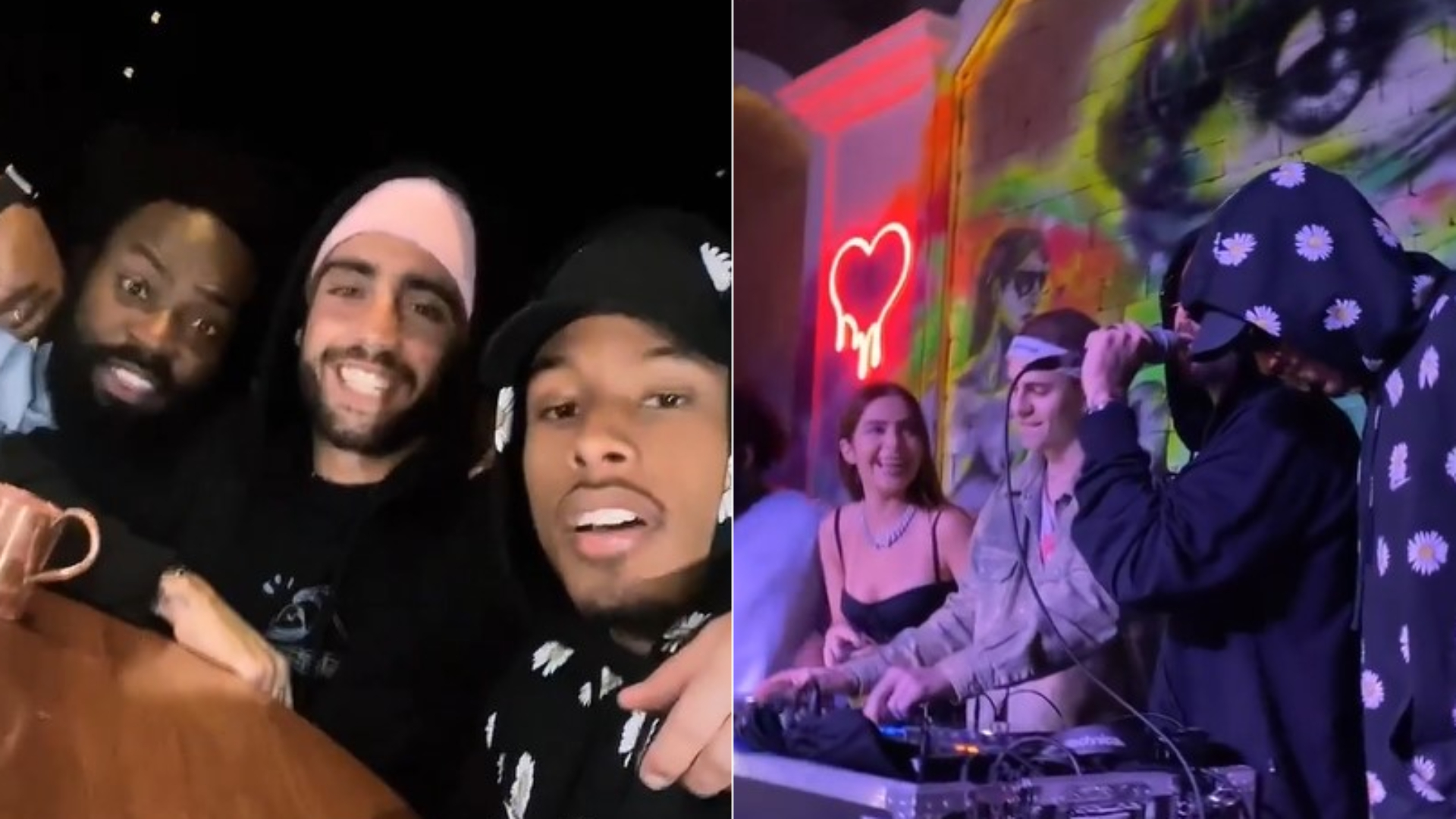 Amizade! Ex-BBBs Pedro Scooby, P.A, Jade Picon e D.G curtem noitada juntos