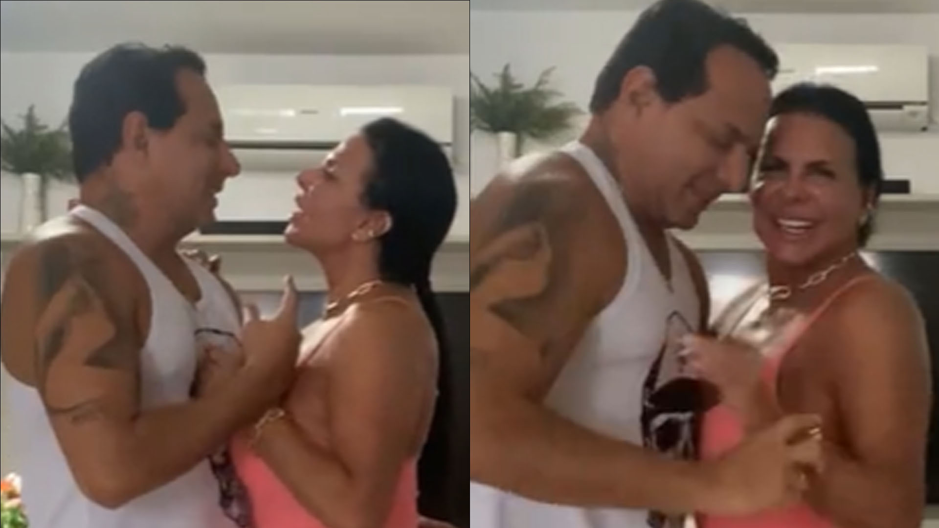 Gretchen dança coladinha com maridão e ganha mão boba no bumbum: “Pra esquentar”