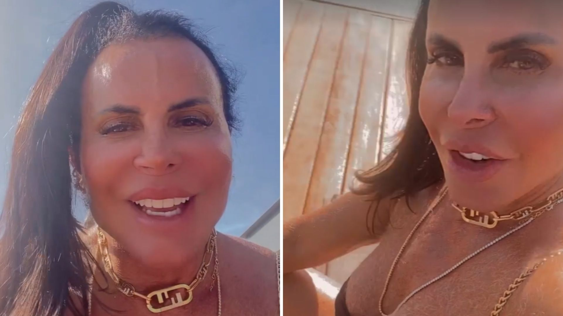 De biquíni, Gretchen ostenta pelos descoloridos e exibe piercing ousado: “Sextou”