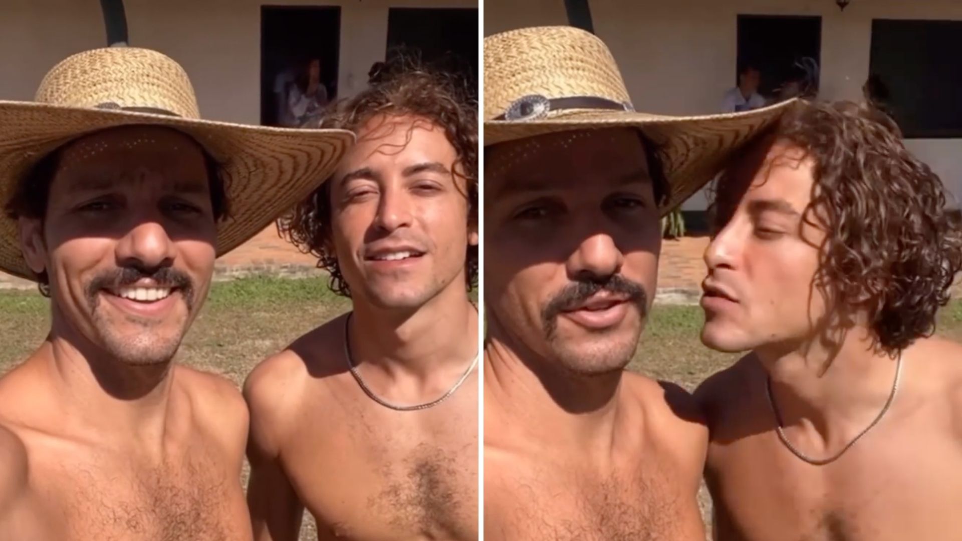 Como assim? Jesuita Barbosa se empolga e beija Guito nos bastidores de ‘Pantanal’