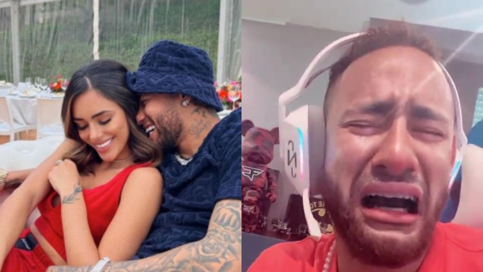 Neymar surge chorando após encontro com a namorada: “Olha quem chegou”
