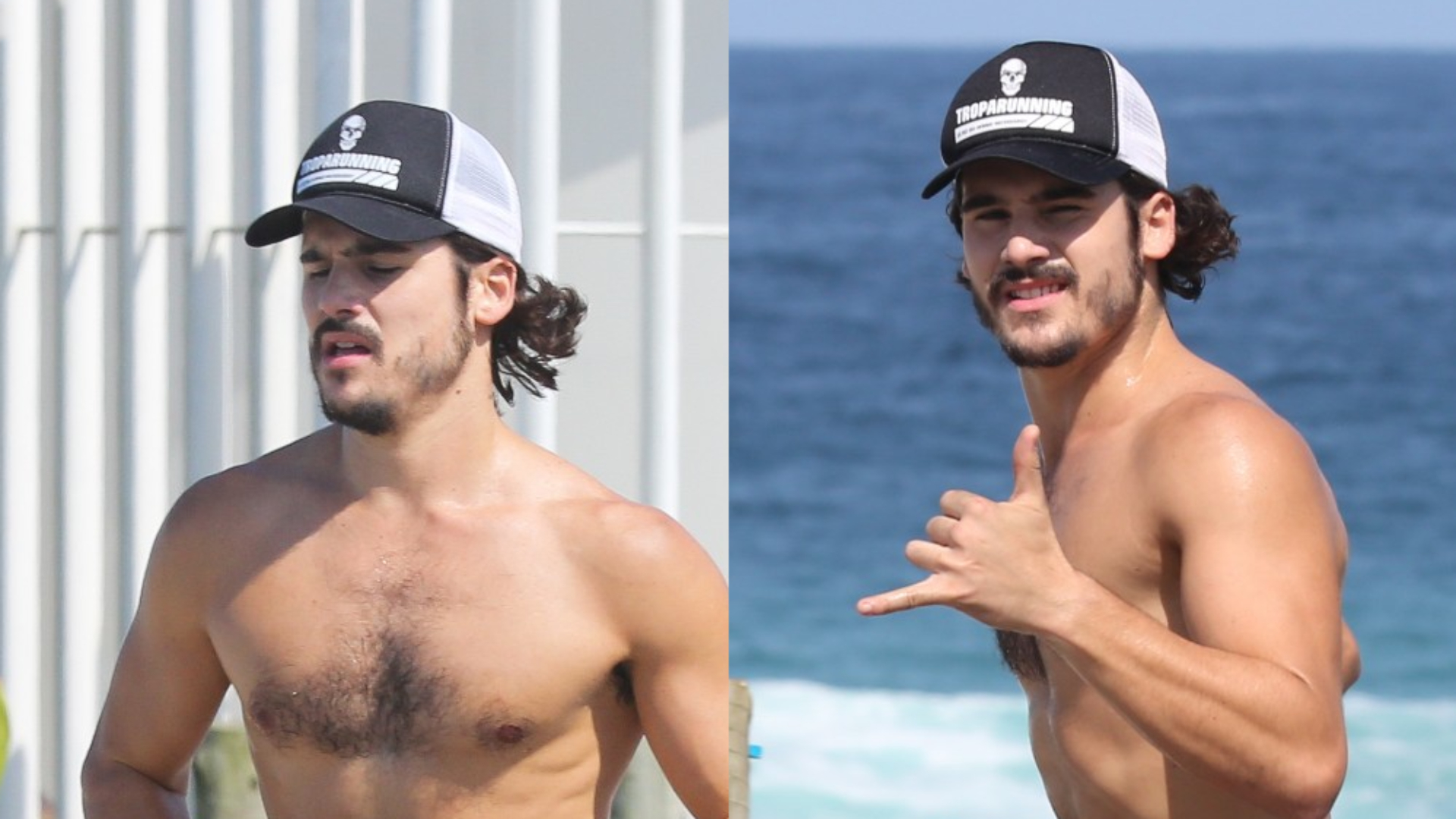 Nicolas Prattes corre na orla da Barra da Tijuca e desfila corpão invejável