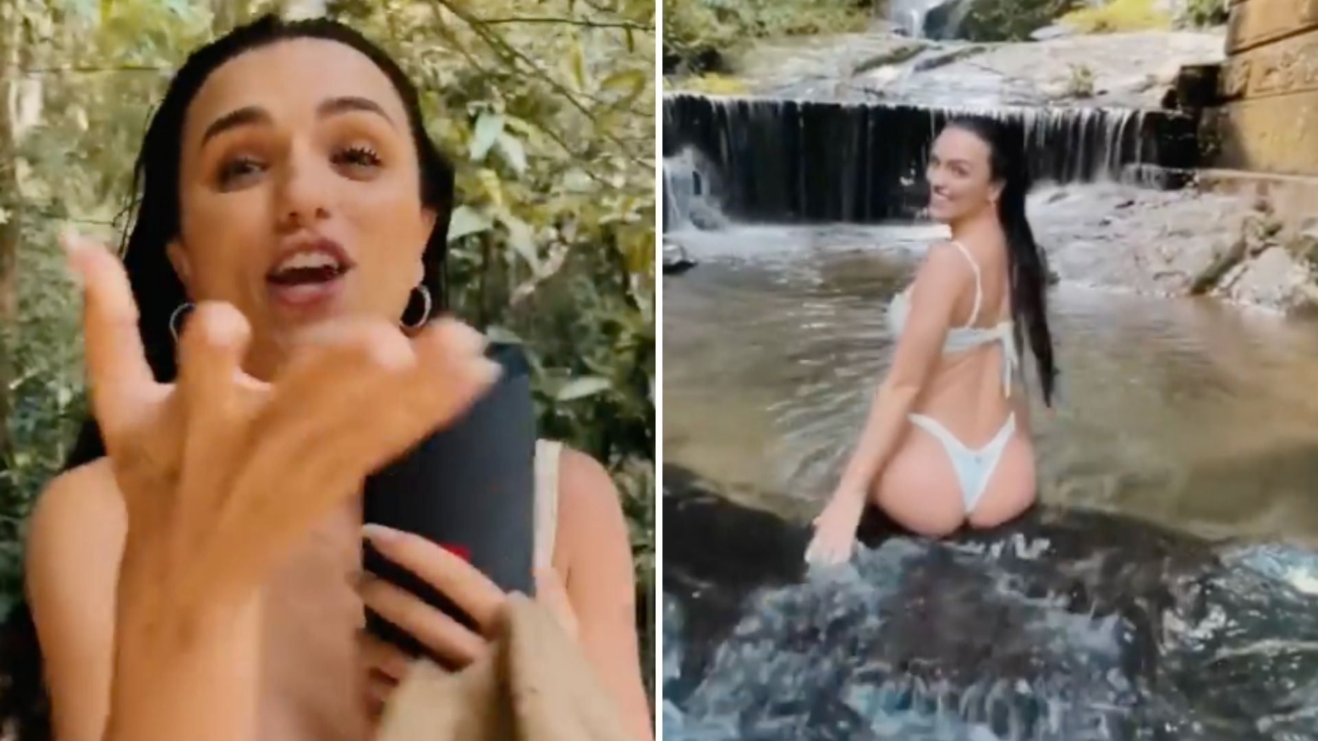 Rafa Kalimann toma banho de cachoeira de biquíni branco e impressiona: “Perfeita”