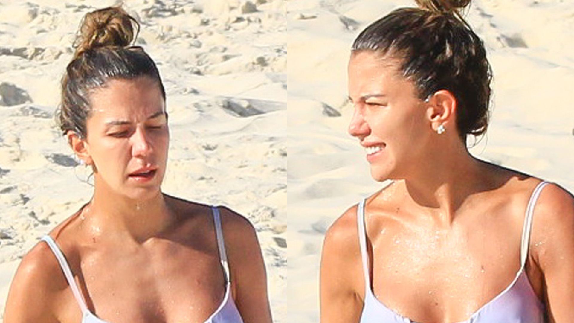 Bárbara Coelho deixa tudo marcado em biquíni branco na praia