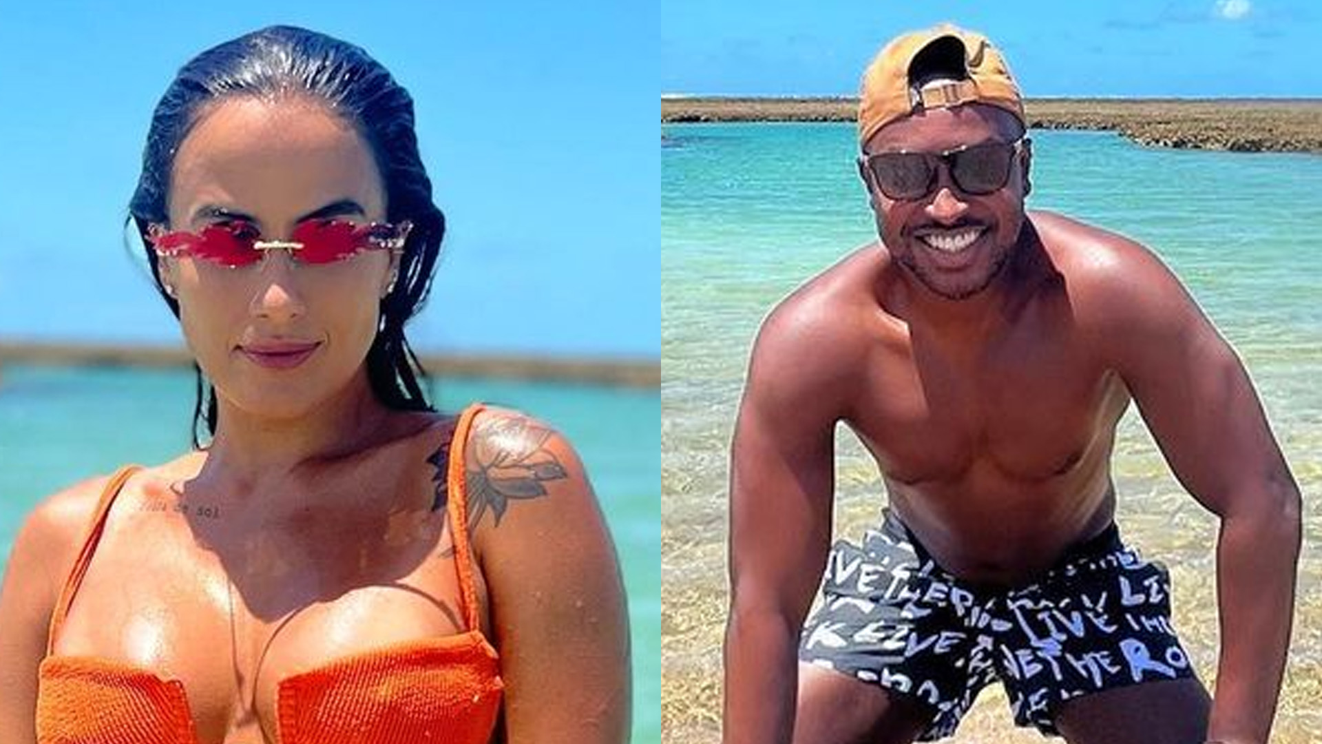 Carol Peixinho e Thiaguinho curtem viagem a dois em praia paradisíaca: “Férias”