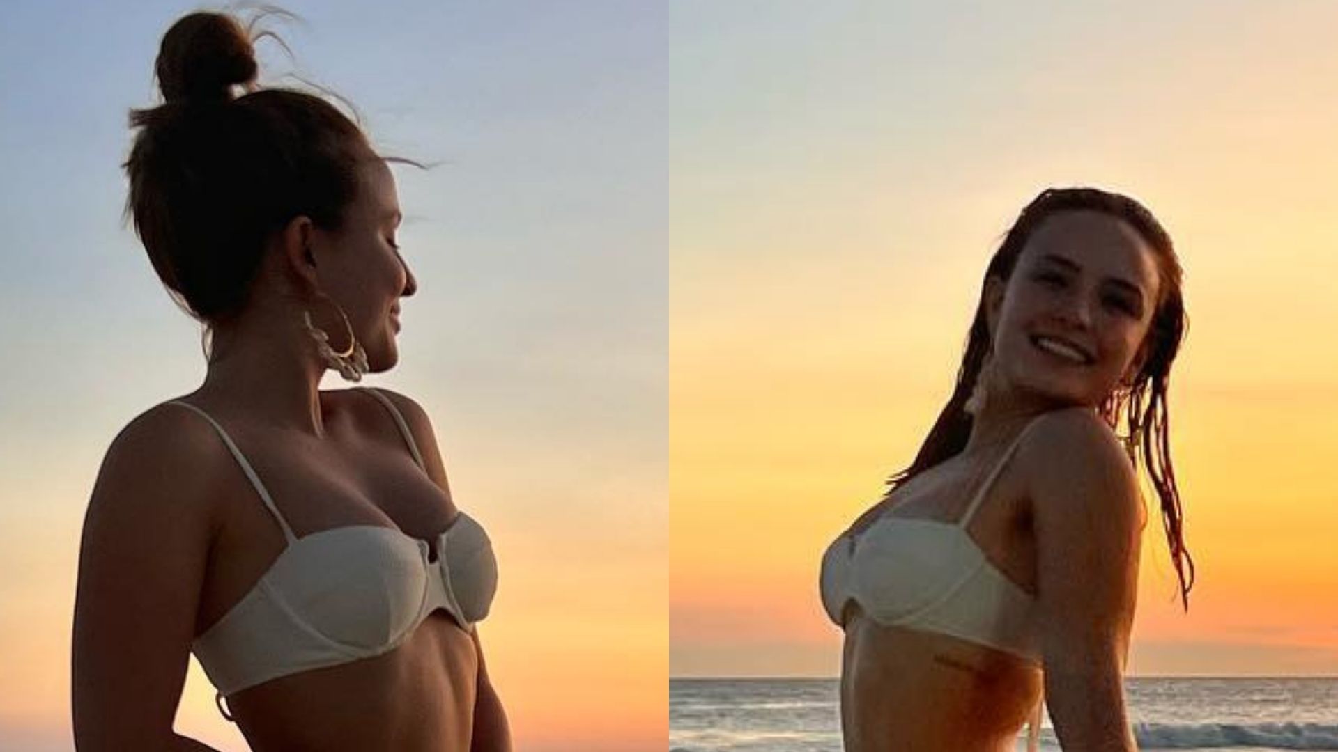 Larissa Manoela elege biquíni branco e ostenta cinturinha PP na praia: “Absurda”