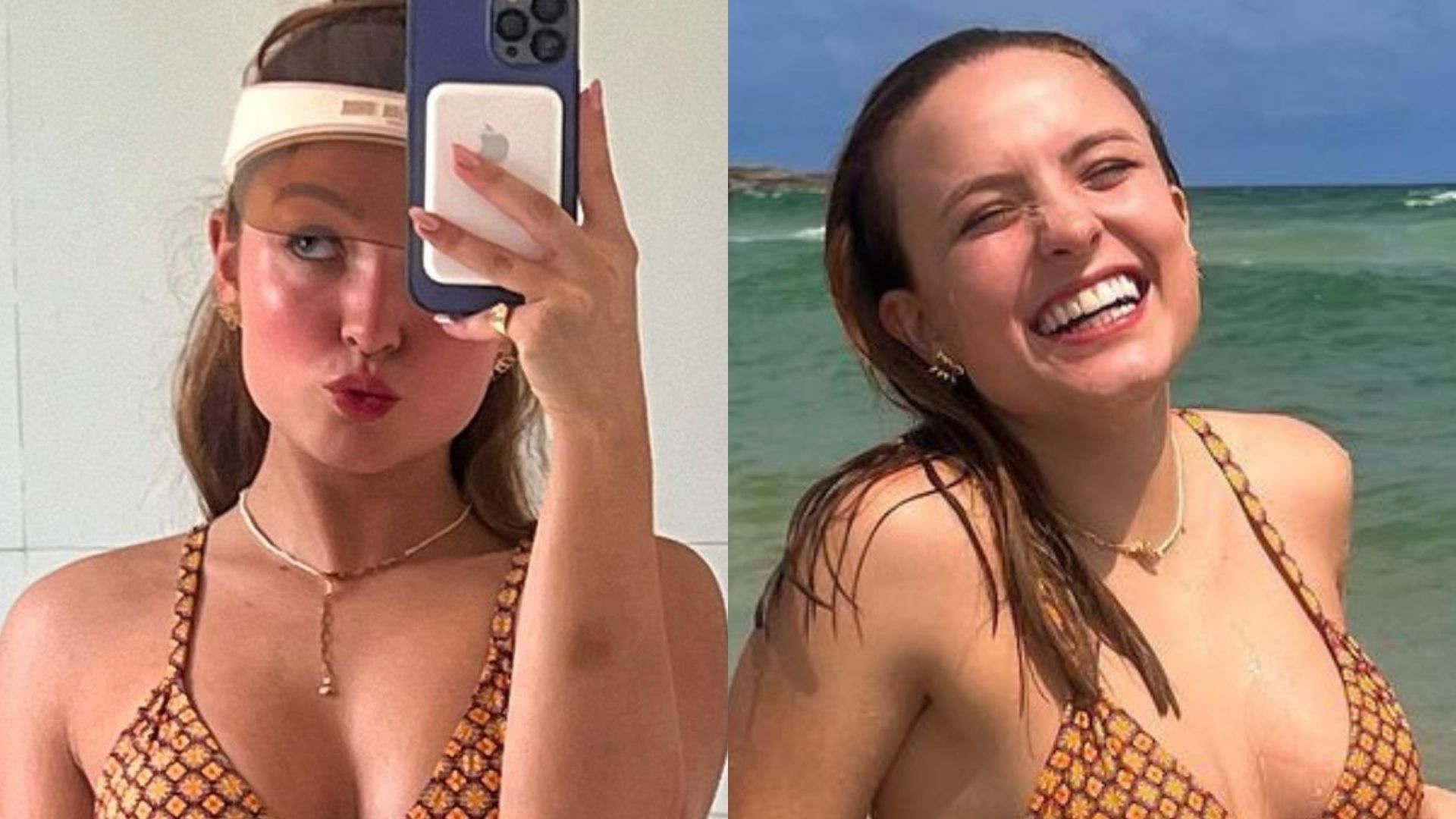 Na praia, Larissa Manoela exibe barriga negativa de biquíni asa delta: “Chocante”