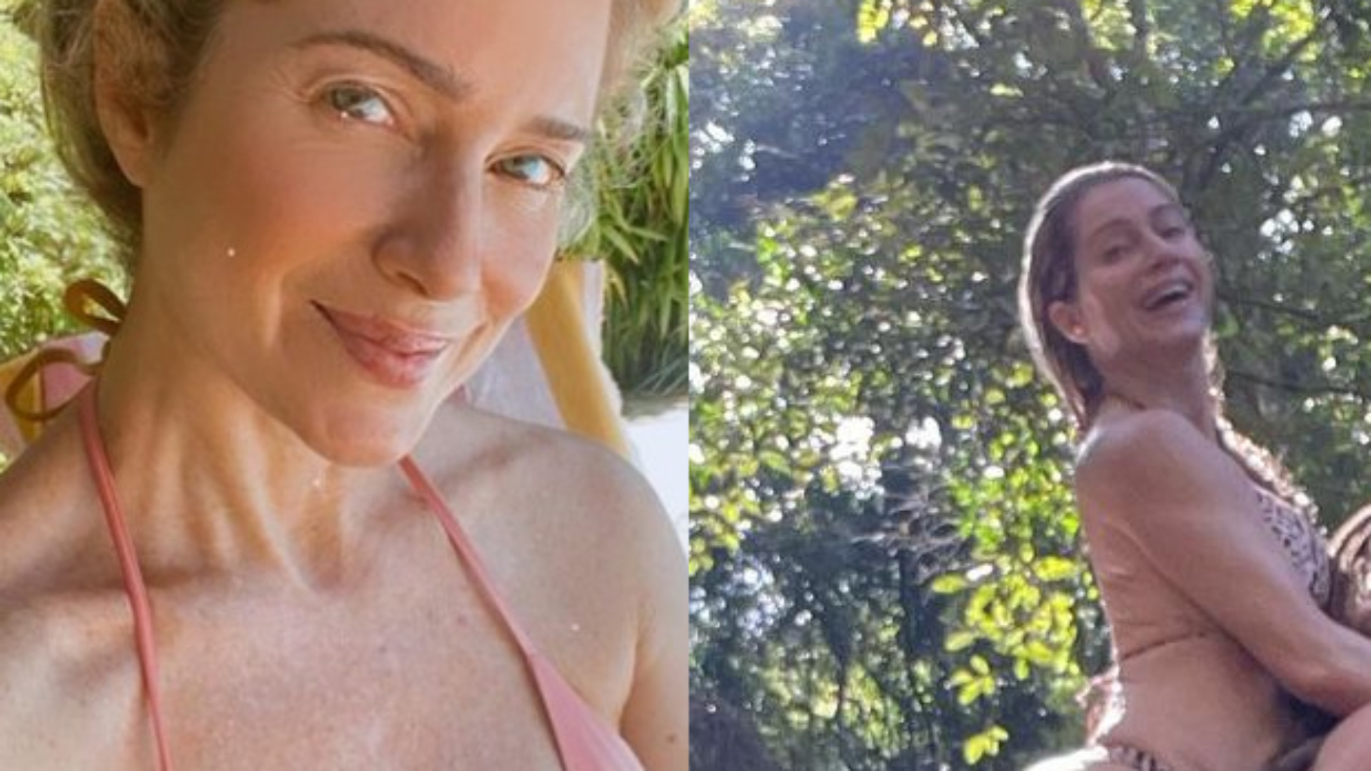 Em raro clique, Letícia Spiller posa de biquíni no colo do namorado: “Amorzinho”