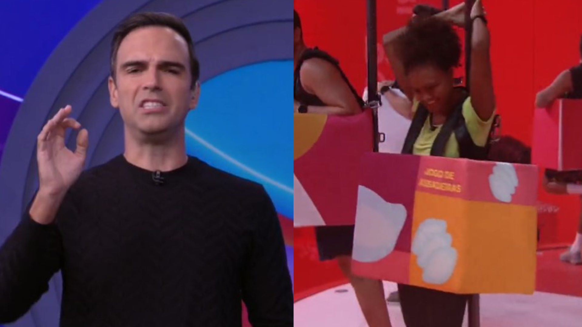 BBB22: Tadeu Schmidt puxa a orelha de Jessi após piada baixa: “Estamos ao vivo”