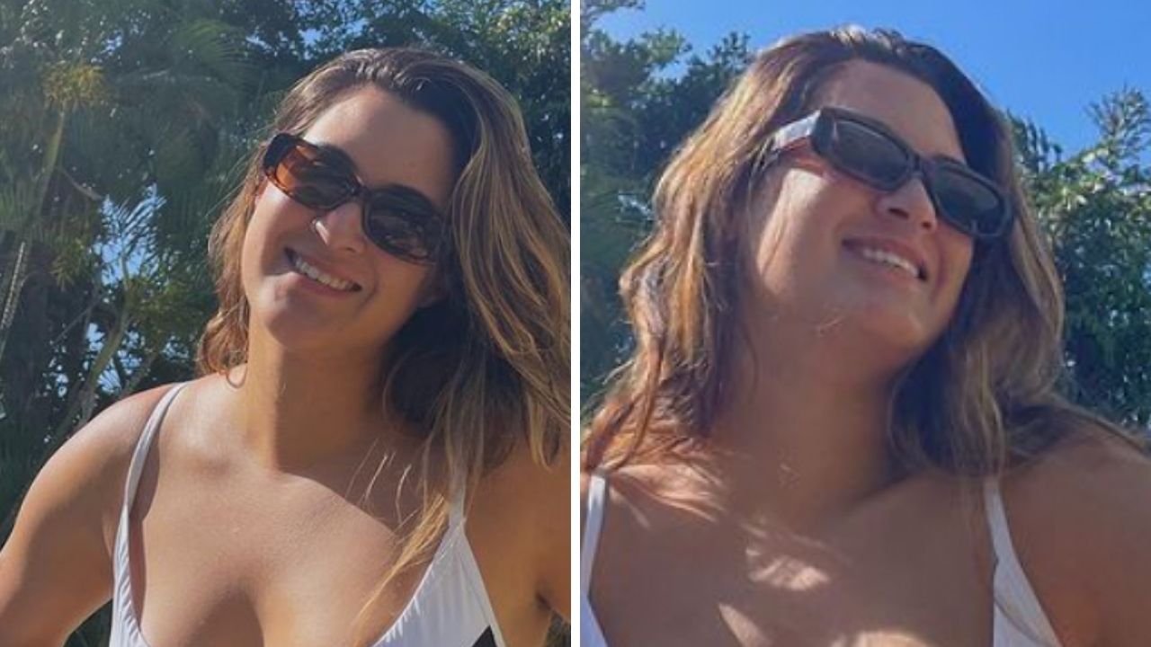 Filha gata de Fátima Bernardes usa biquíni com abertura na parte de cima e causa: “Espetáculo”