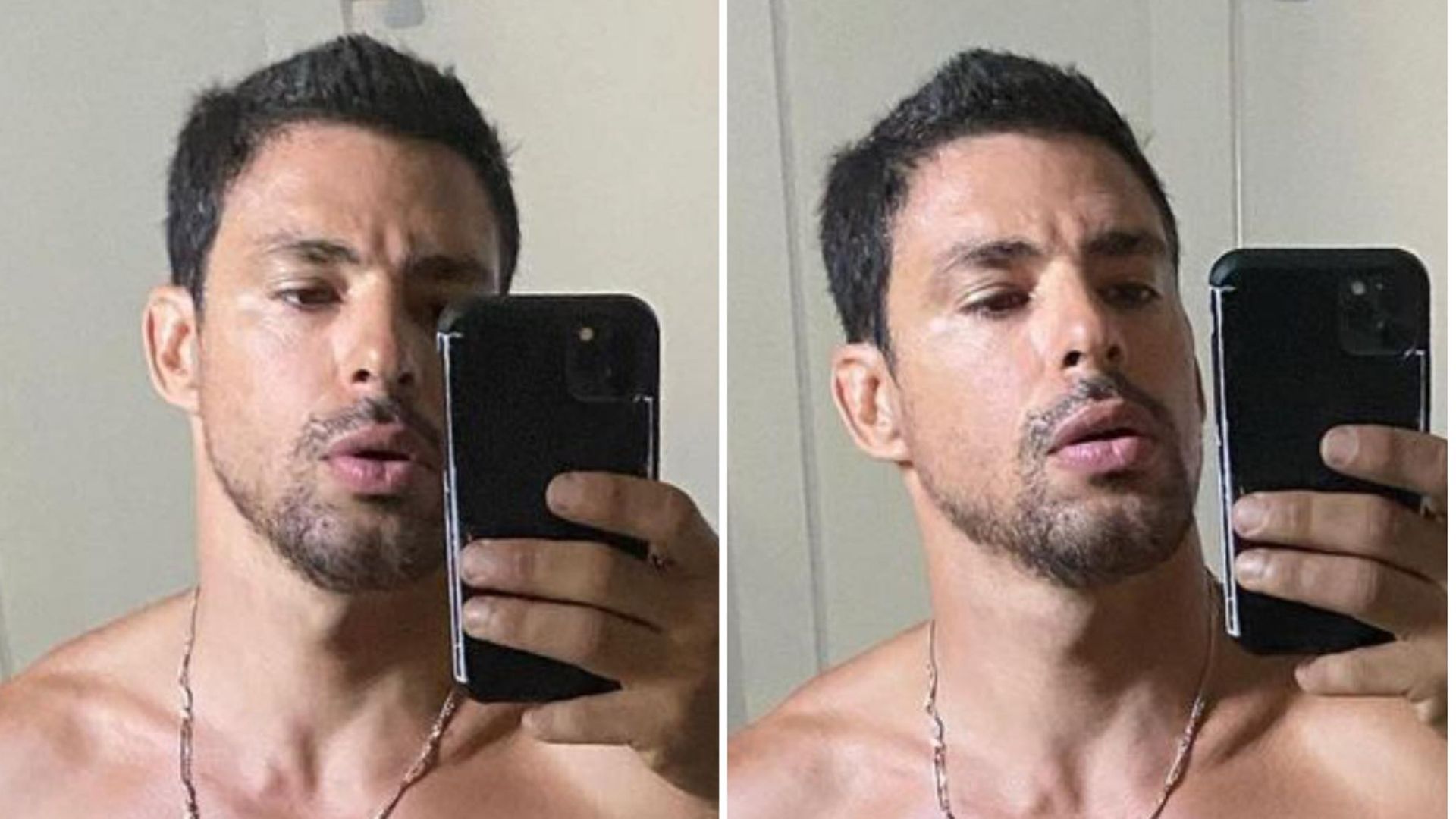 Sem camisa, Cauã Reymond mostra peitoral musculoso e abdômen trincado: “Colírio”