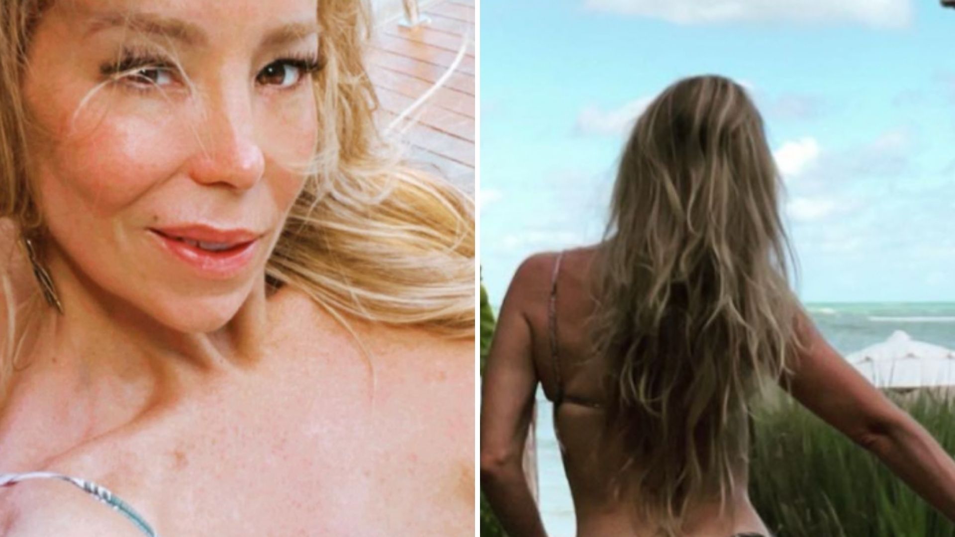 Aos 47 anos, Danielle Winits causa com cliques quentes de biquíni fio-dental: “Gostosa”