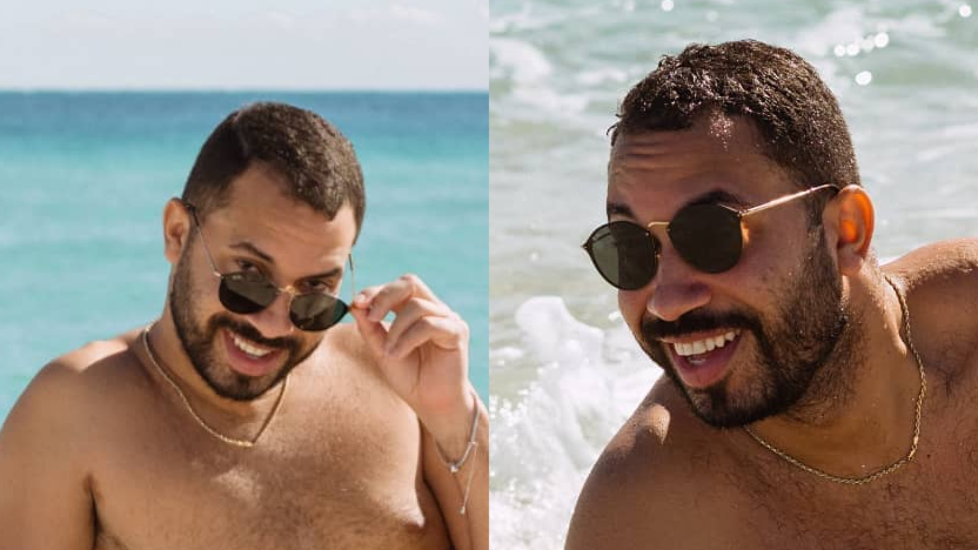 Ex-BBB Gil do Vigor sensualiza de shorts justinho na praia e fãs babam: “Gatão”