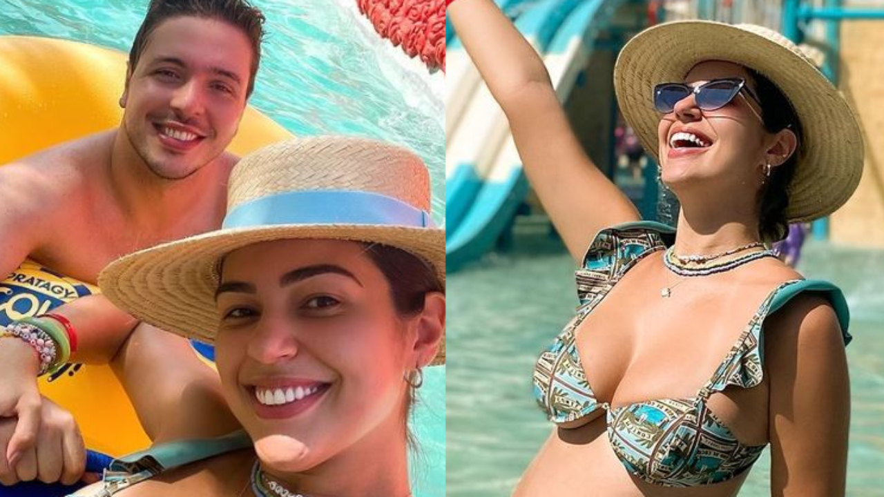 Gravidíssima, ex-BBB Vivian Amorim mostra barrigão durante férias com namorado: “Casal perfeito!”