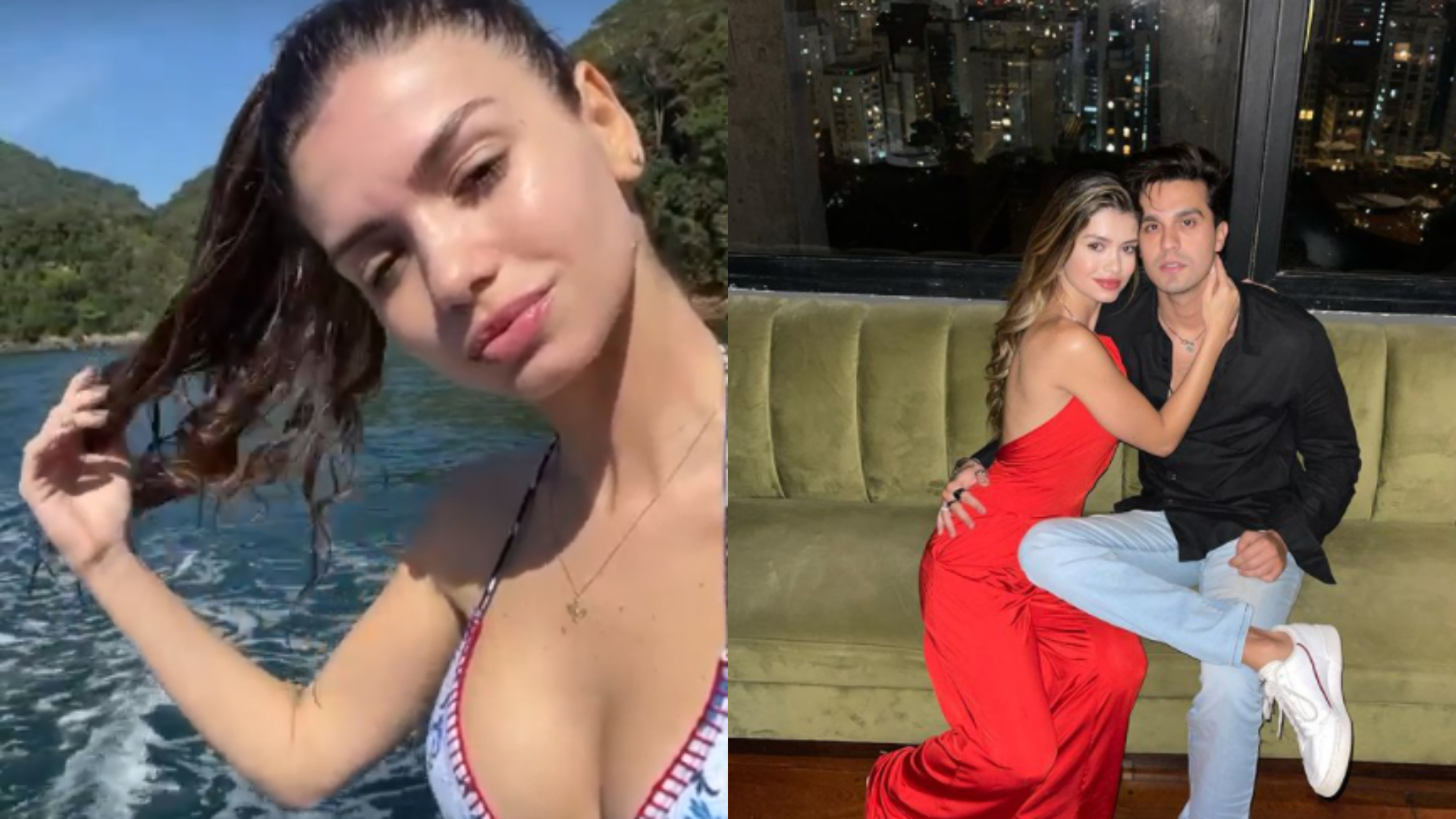 Em passeio de barco, Luan Santana troca beijos com nova namorada, Izabela Cunha
