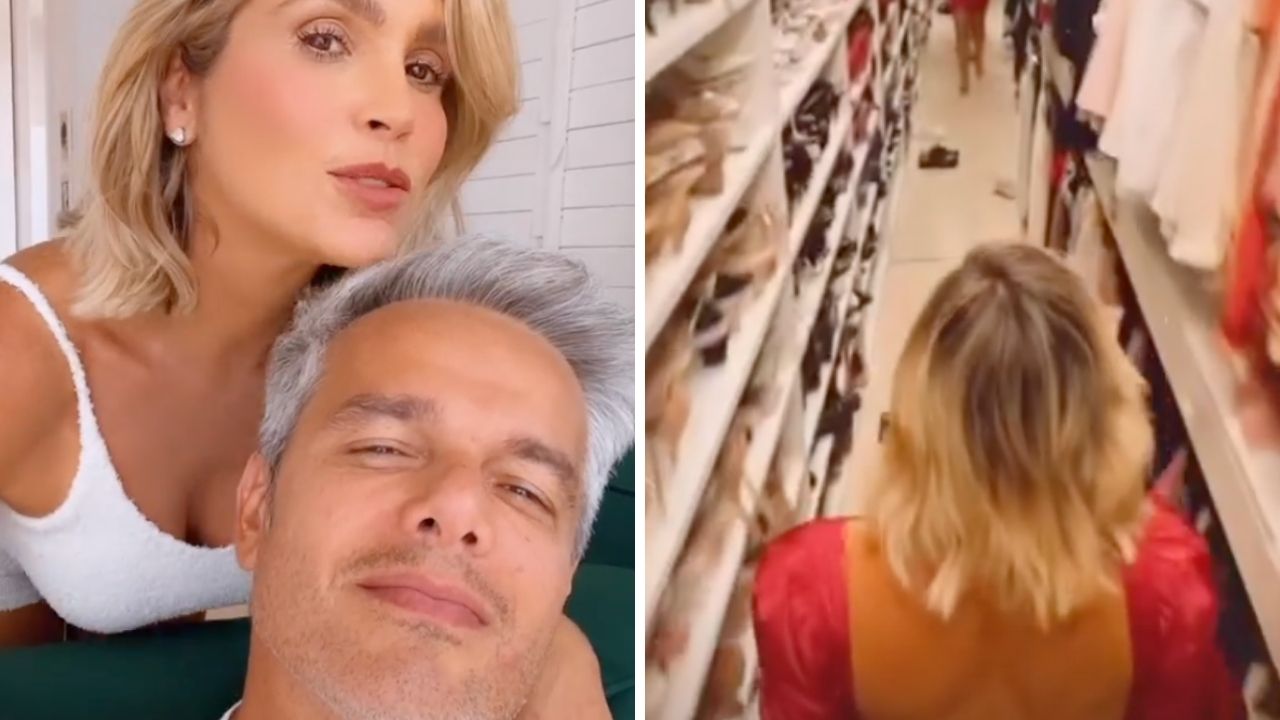 Otaviano Costa choca ao filmar o closet gigantesco de Flávia Alessandra: “Tenho que mostrar”