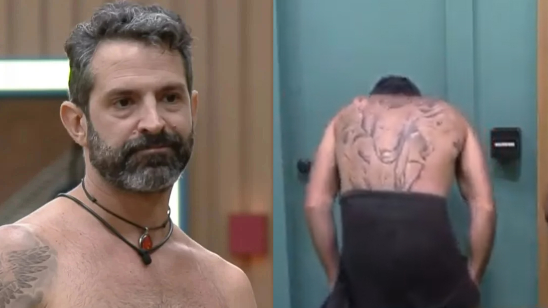 A Fazenda: Iran se atrapalha, deixa toalha cair e bumbum fica de fora: “É tatuado”