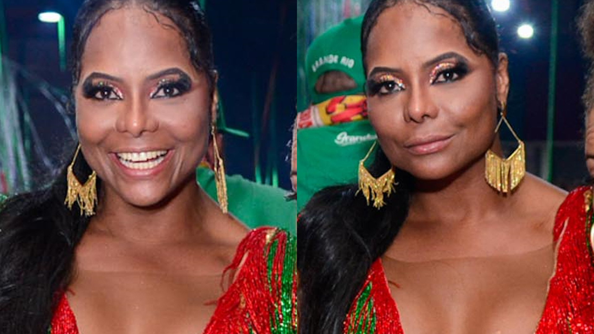 Aos 48 anos, Adriana Bombom arrasa na quadra da Grande Rio com decote até o umbigo