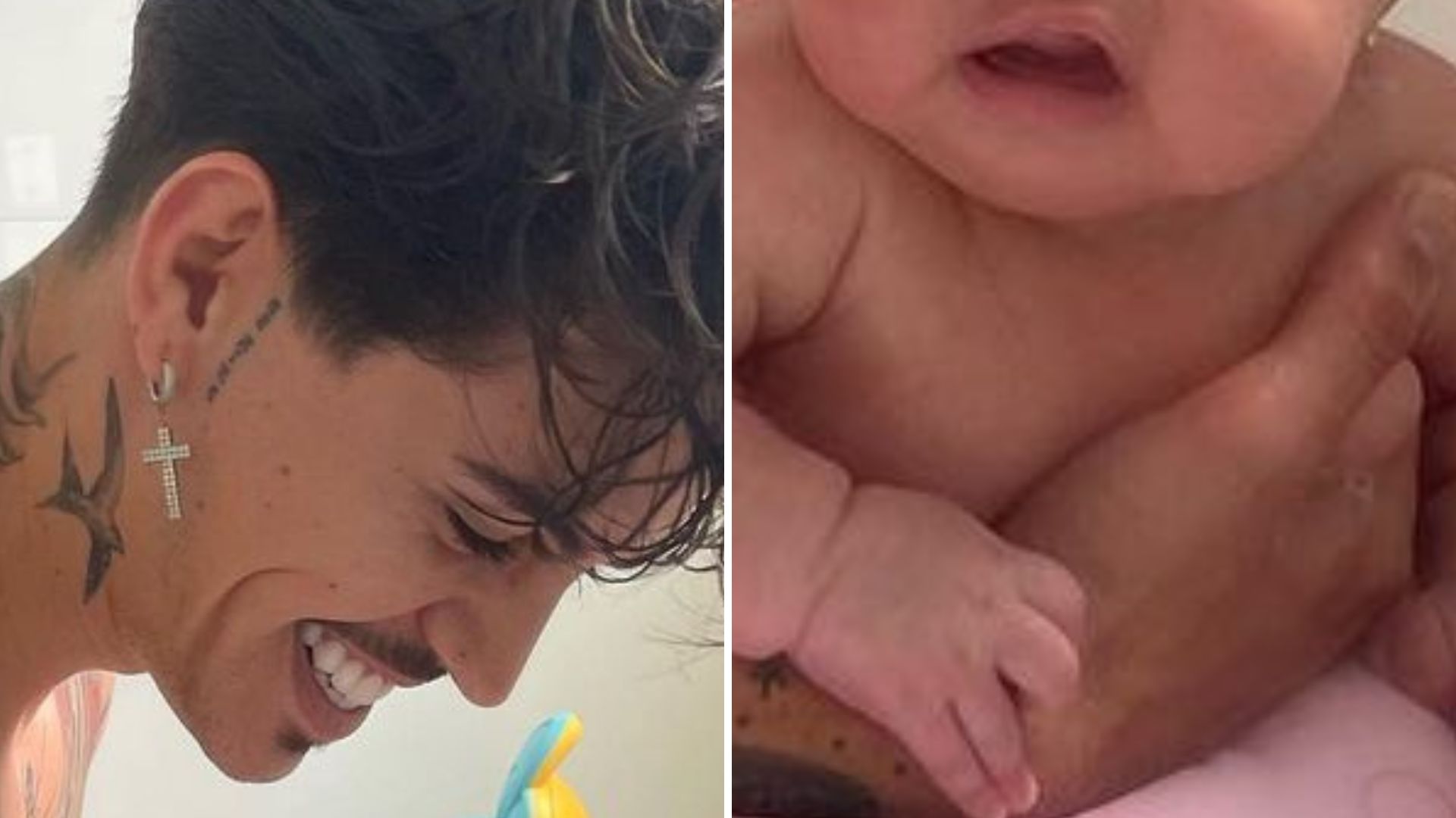 Biel tenta dar banho na filha, enfrenta dificuldade e é salvo por Tays Reis: “Só Deus sabe o show”