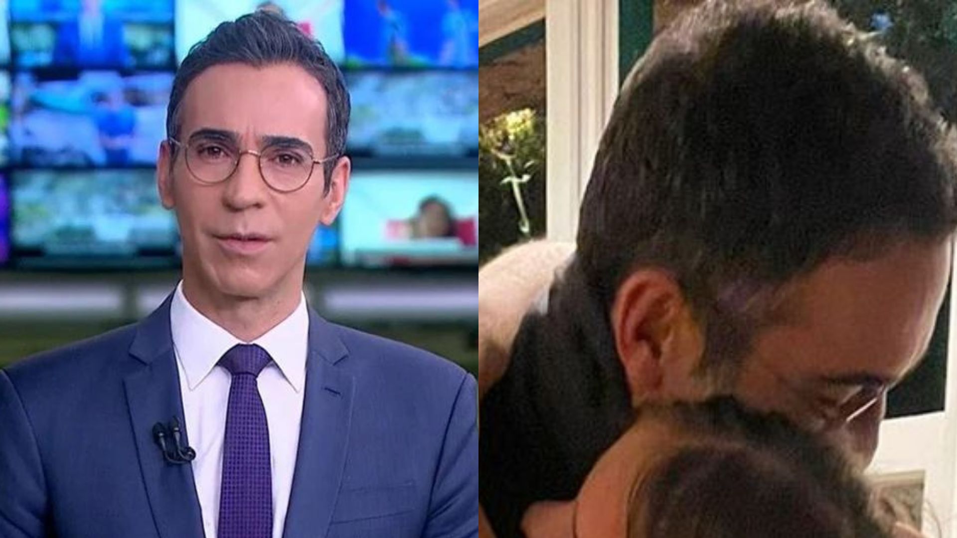 Dias após a morte da mãe, César Tralli surge em momento fofo com a filha e a enteada e encanta a web: “Amor”