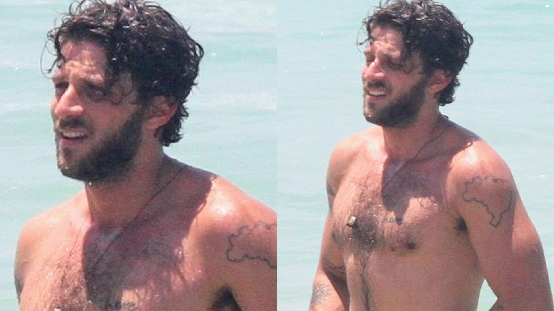 Musculoso, Chay Suede dá mergulho em praia do Rio e é flagrado ajeitando bermuda