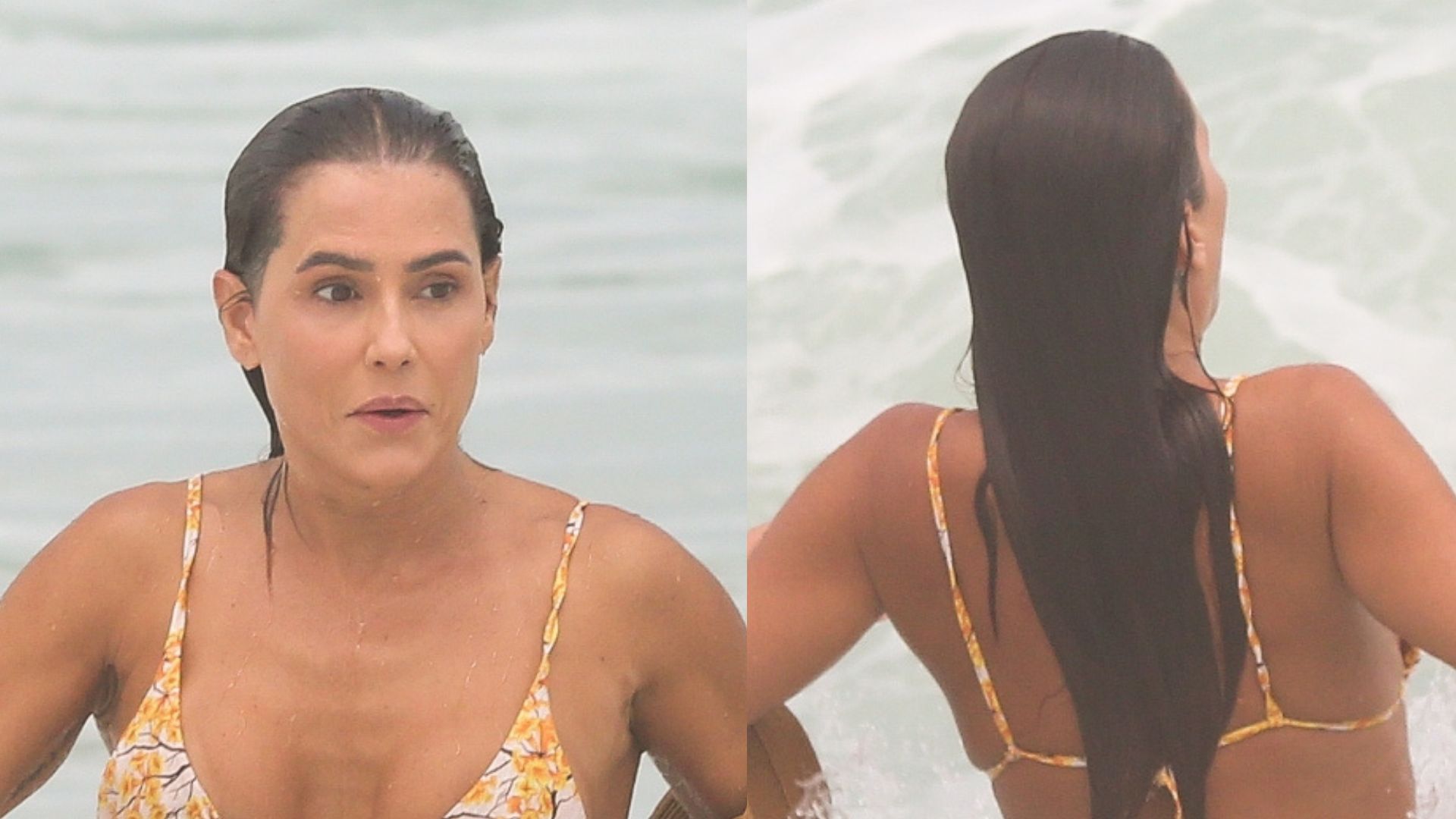 Deborah Secco rouba a cena ao ostentar bumbum empinado em flagra de biquíni fio dental