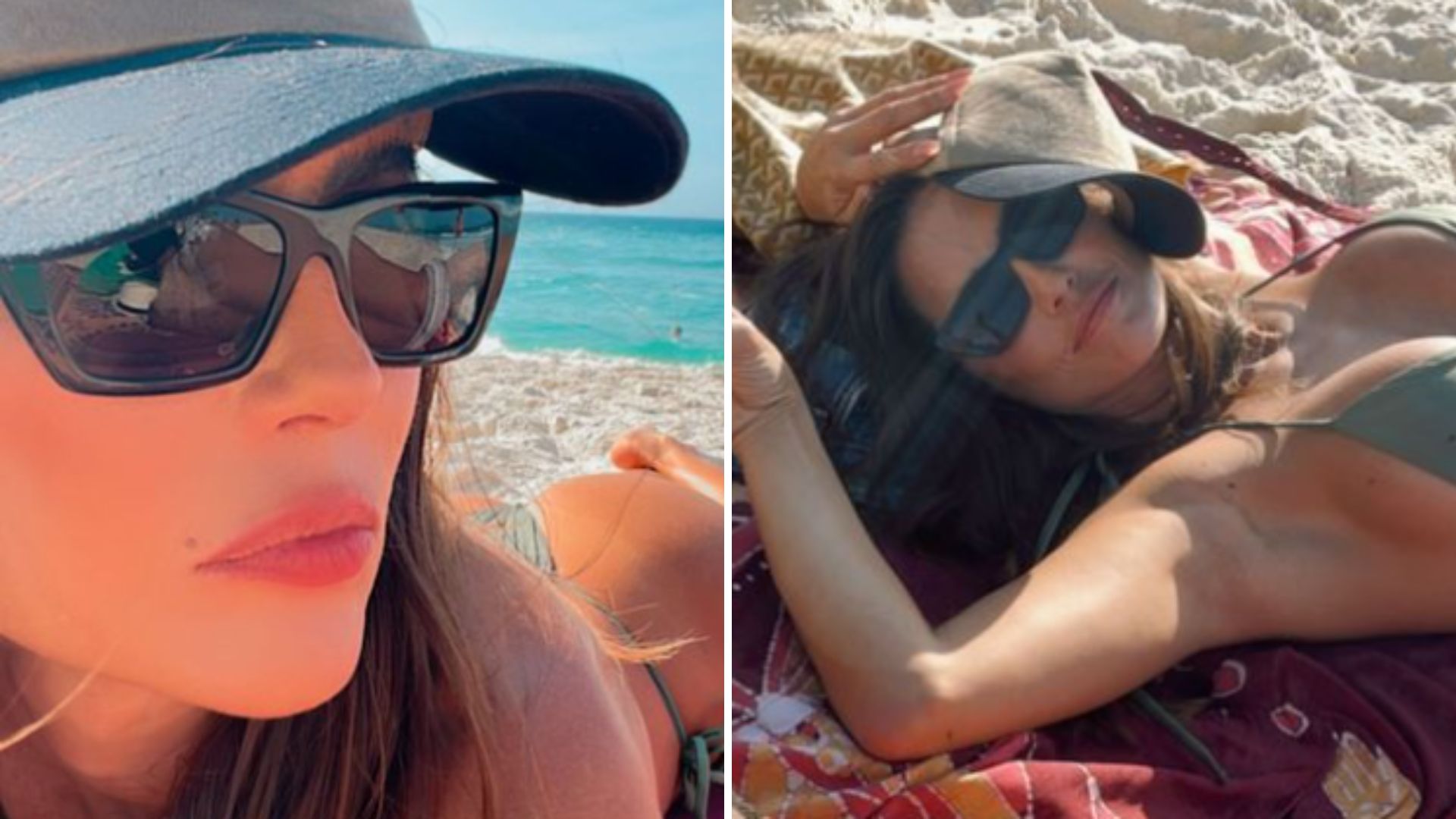 Na praia, Deborah Secco faz corpão ‘assar’ na areia e exibe barriga enxuta em fio-dental